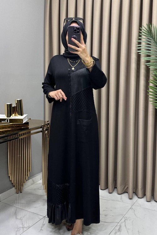 Afet Abiye Elbise Siyah