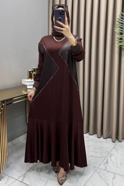 Afra Abiye Elbise Kahve