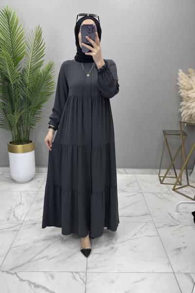 Alya Medine İpeği Elbise Füme