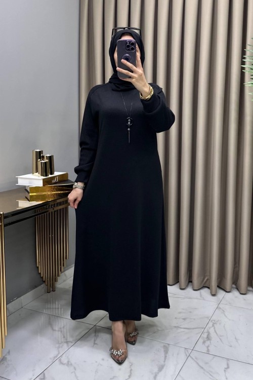 Buğlem Elbise Kolye Hediyeli Siyah