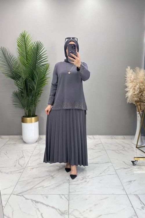 Cennet Taşlı Takım Gri