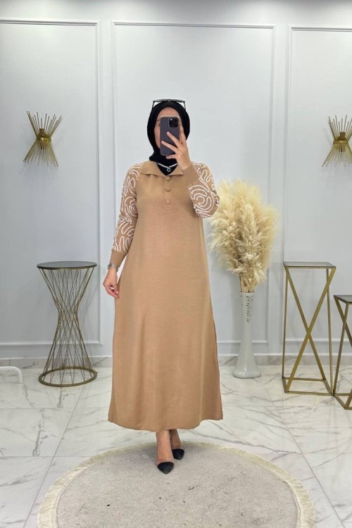 Damla Triko Elbise Vizon