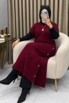 Ela Uzun Süveter Bordo