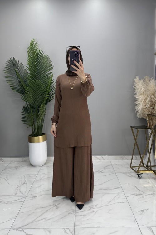 Etekli Pantolon Takım Taba