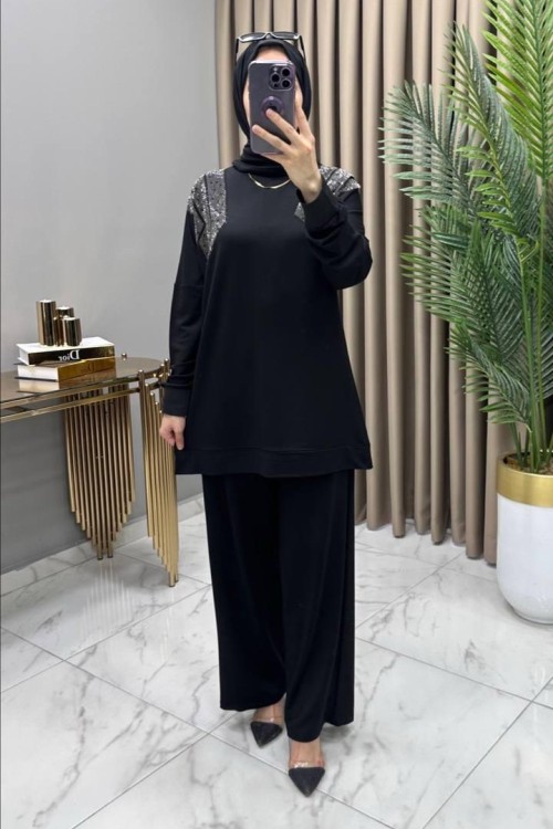 Gizem Taşlı Takım Siyah