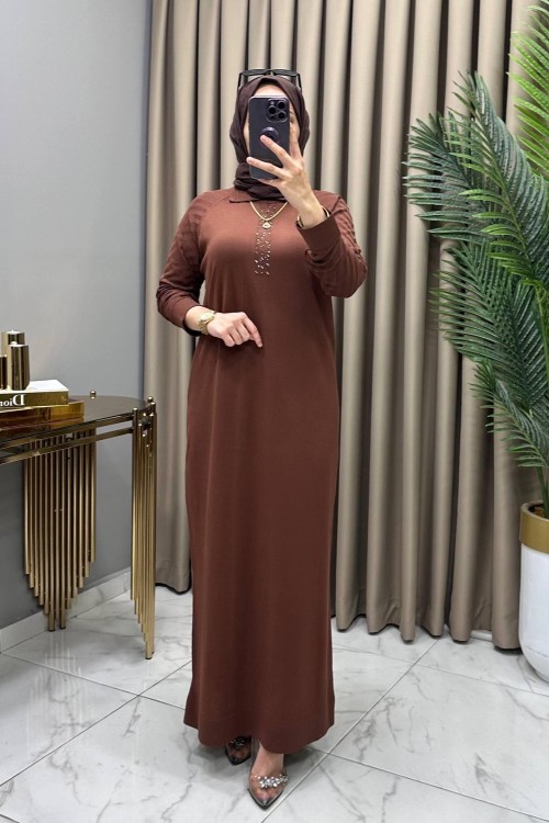 Hayal Soğuk Merserize Elbise Kahve