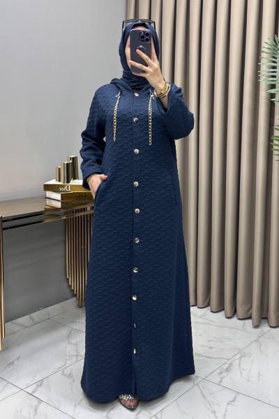 Ilgın Yün Kapitone Kaban Lacivert