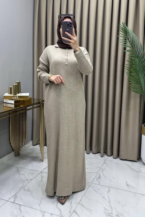 Kamer Triko Elbise Vizon