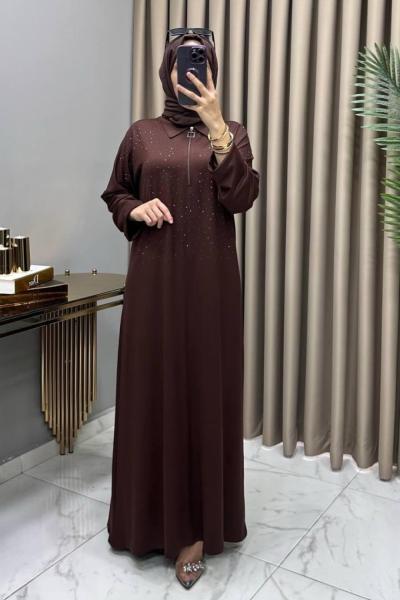 Lale Abiye Elbise Kahve