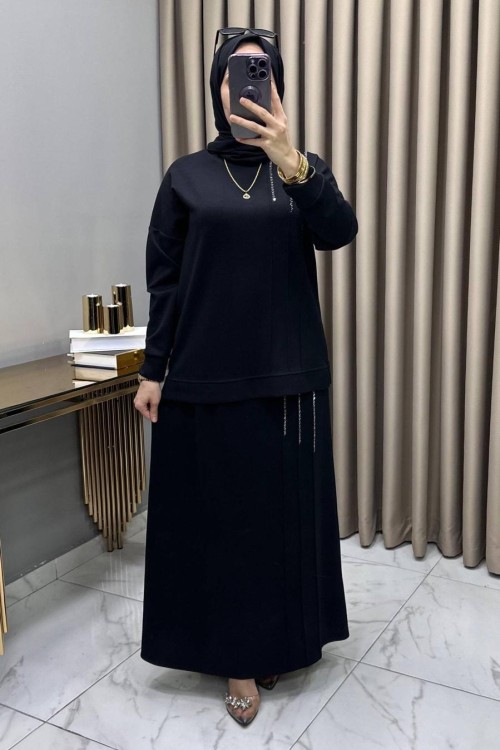 Maya Etekli Takım Siyah