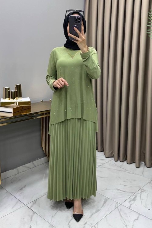 Mayda Etekli Takım Mint