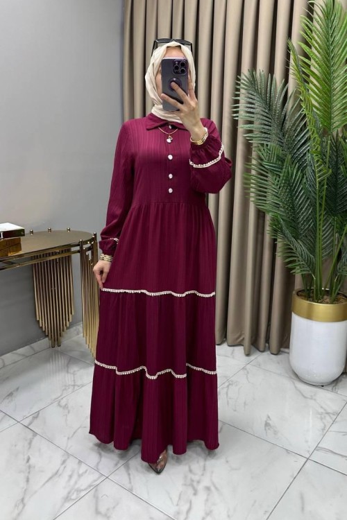 Nehir Elbise Bordo