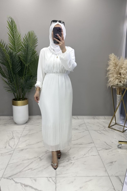 Peri Şifon Elbise Beyaz