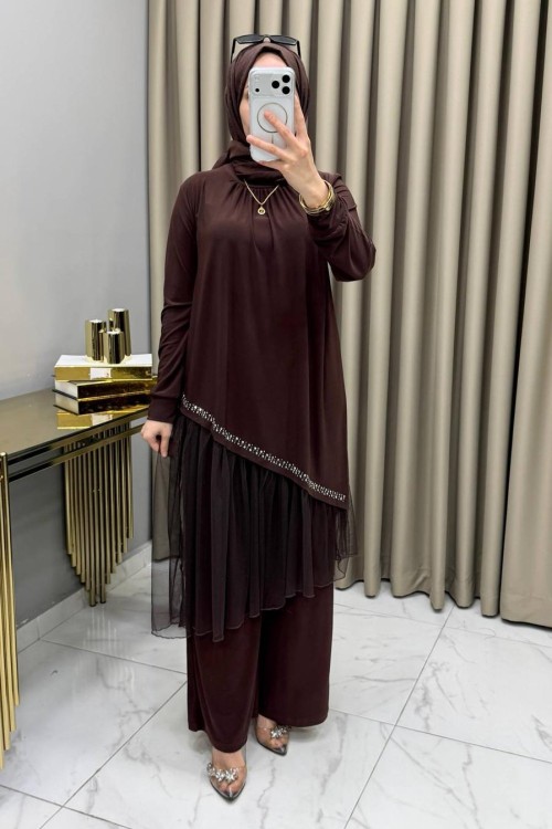 Tüllü Takım Kahve