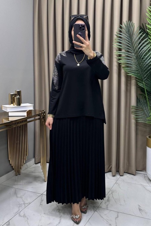 Yase Etekli Takım Siyah