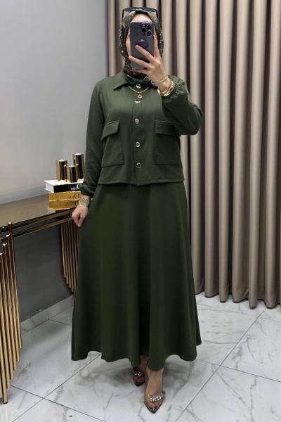 Yasemin Ceket Elbise Takım Haki