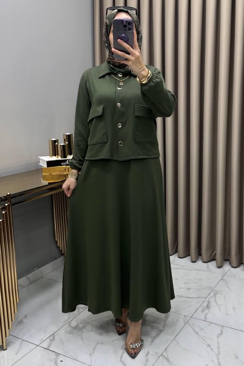 Yasemin Ceket Elbise Takım Haki