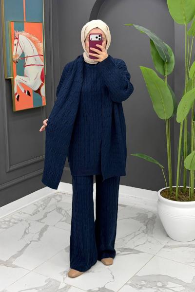 A1 Şallı Triko Set- Lacivert