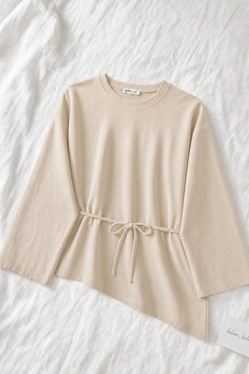 Asimetrik Basic Bluz- Bej