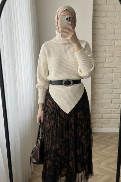 Asimetrik Kazak- Krem