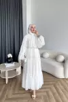 Ayla Şifon Elbise- Beyaz