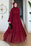 Ayla Şifon Elbise- Bordo