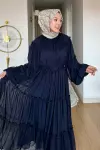 Ayla Şifon Elbise- Lacivert