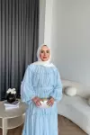 Ayla Şifon Elbise- Mavi