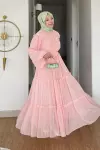 Ayla Şifon Elbise- Pembe