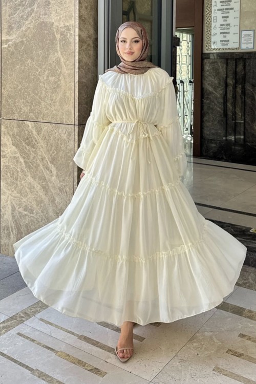 Ayla Şifon Elbise- Sarı