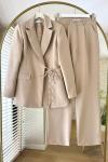 Baglama Blazer Ceket Takım- Bej