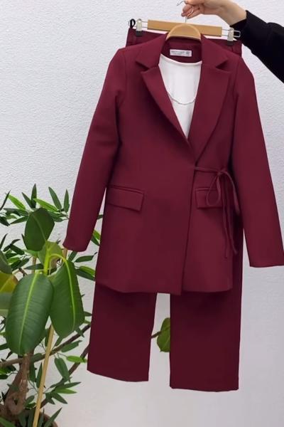 Baglama Blazer Ceket Takım- Mürdüm
