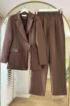 Baglama Blazer Ceket Takım-Kahve