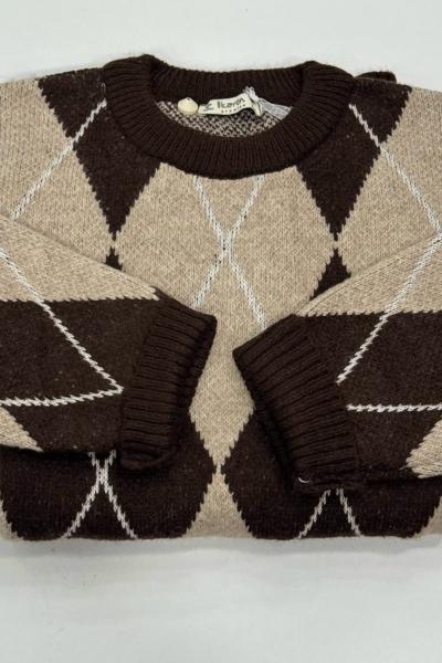 Baklava Kazak- 2 Farklı Bej Kahve