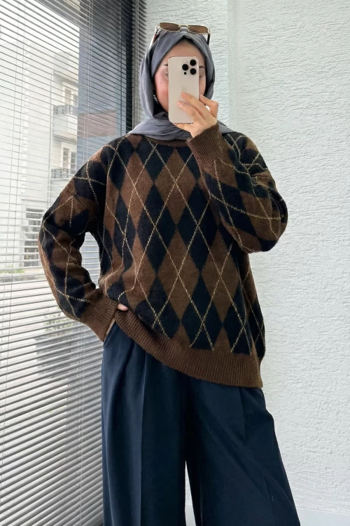 Baklava Kazak- 2 Farklı Siyah Kahve