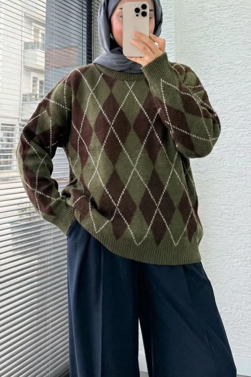 Baklava Kazak- 2 Farklı Yeşil Kahve