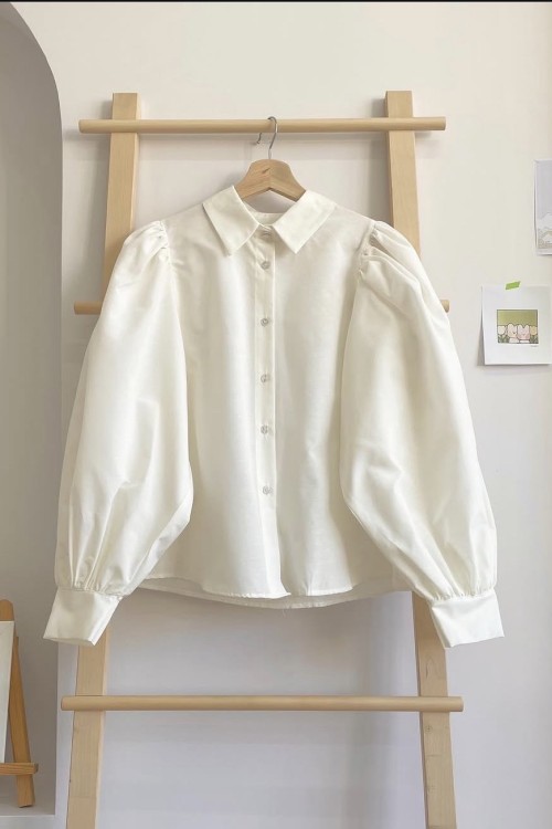 Balon Kol Gömlek- Beyaz