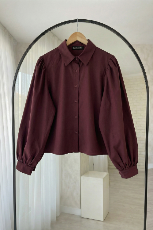 Balon Kol Gömlek- Bordo