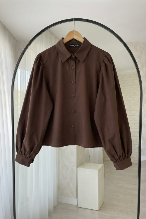 Balon Kol Gömlek- Kahve