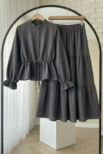 Büzgü Keten Takım- Antrasit