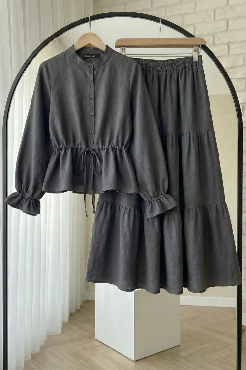 Büzgü Keten Takım- Antrasit