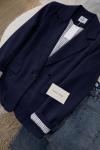 Çizgi Blazer Ceket- Lacivert