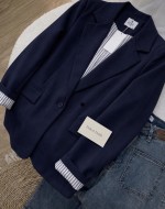 Çizgi Blazer Ceket- Lacivert