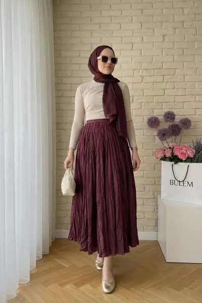 Crush Etek Bordo-Drapeli Buluz Bej Kombin