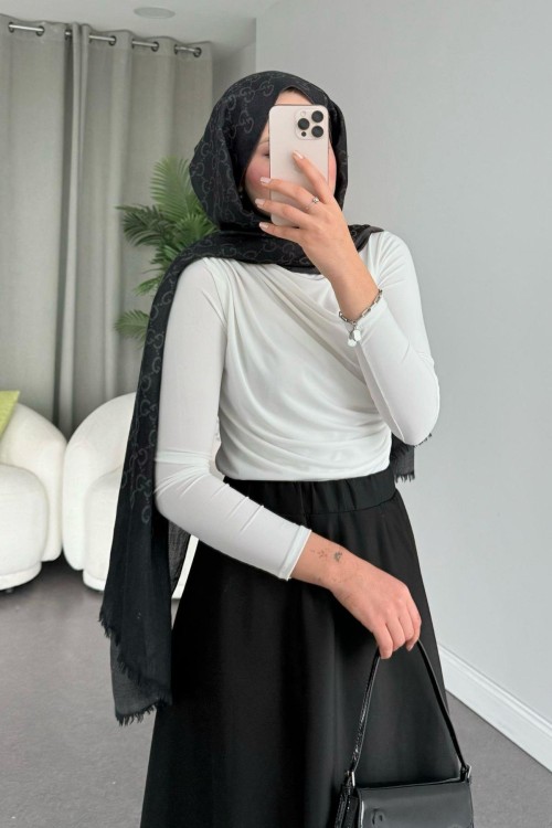 Drapeli Buluz - Beyaz