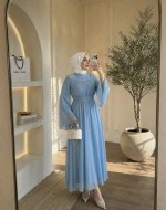 Elara Şifon Elbise- Bebe Mavi