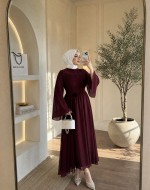 Elara Şifon Elbise- Bordo 