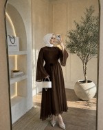 Elara Şifon Elbise- Kahve