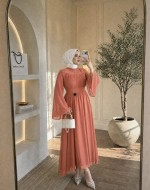 Elara Şifon Elbise- Somon