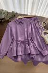 Fırfır Keten Takım- Lila